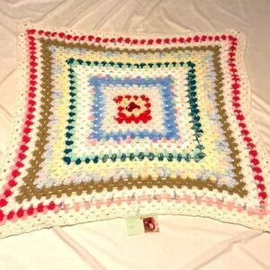 33x33 homemade crocheted baby blanket. Excellent and soft.